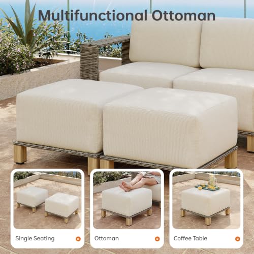 LazySunsets Patio Furniture Set, Outdoor Sectional with 9.5'' Thick Cushion
