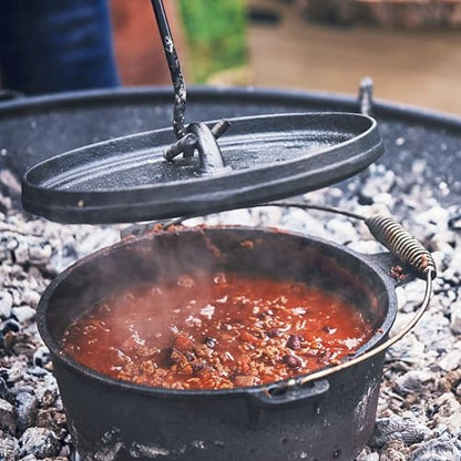 Cuisiland 12 Quart Cast Iron Dutch Oven with Lip Lid & Bail Handle – Pre-Seasoned Large Campfire Pot for Outdoor Cooking, Roasting, Baking & Stews – Heavy-Duty Cookware with Even Heat Distribution