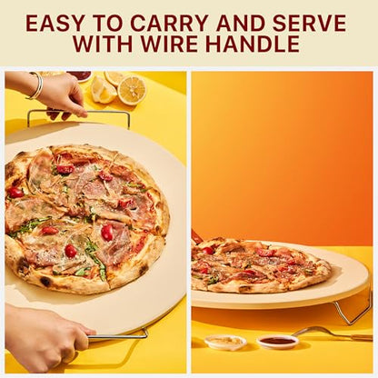 Colenza Extra Large Pizza Stone For Oven Approximately 18 Inch (17.8 Inch) - Durable Ceramic Pizza Stone, Heat Resistant up to 1,472°F, Perfect for Homemade Pizza, Bread and More