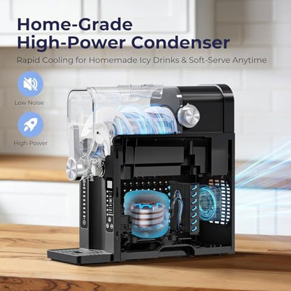 Slushie Machine, No Ice Needed Slushy Maker for Home, Real-Time Temp Display, Frozen Drink Maker with 6 Preset Programs for Ice Cream, Frappés, Milk Shake and More, Black, 1 Pack
