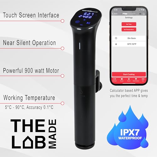 The Lab Made iVide 2.0 Sous Vide Cooker, 1200W WiFi Immersion Circulator, 0.1° Precision, Up to 30L Water Bath
