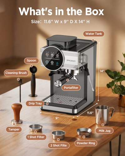 Espresso Coffee Machine with Grinder and Frother, Cold Brew, 20 Bar