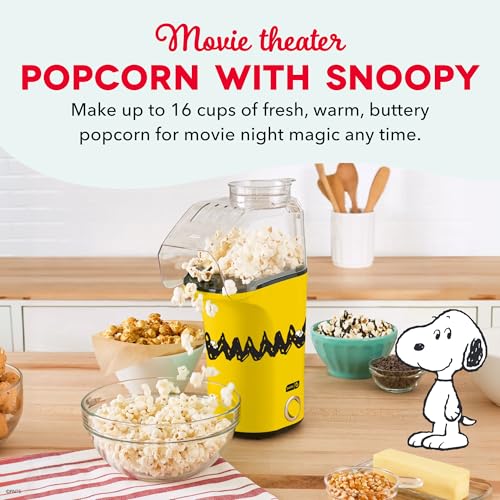 Peanuts x Dash Fresh Pop Popcorn Maker, 16-Cup Hot Air Popper