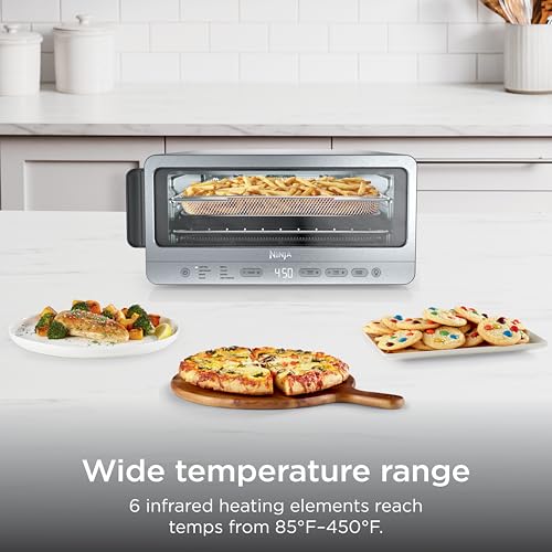 Ninja Air Fryer Toaster Oven Combo | 8-in-1 Functionality | Flip Up & Away for Storage Space | Air Fry Basket, Sheet Pan, Wire Rack & Removable Crumb Tray |1800 Watt | Stainless Steel | SP151