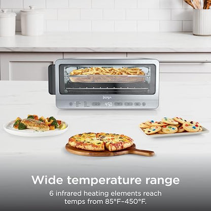 Ninja Air Fryer Toaster Oven Combo | 8-in-1 Functionality | Flip Up & Away for Storage Space | Air Fry Basket, Sheet Pan, Wire Rack & Removable Crumb Tray |1800 Watt | Stainless Steel | SP151