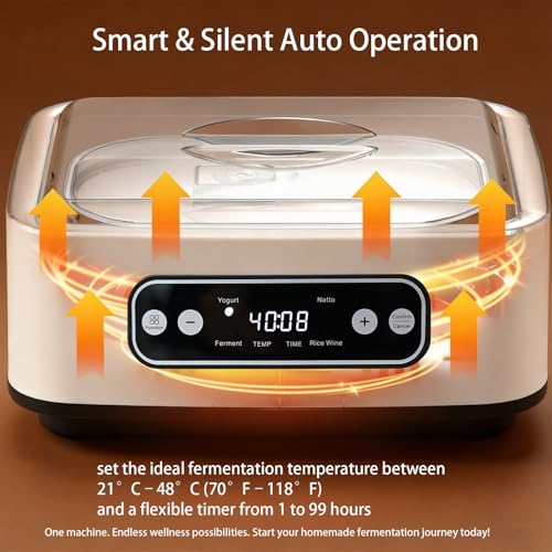 Yogurt Maker，with Timer and Temperature Control, Auto-Shutoff Feature, 1.6-Liter Stainless Steel Inner Pot + 9 Dishwasher-Safe Jars—Easily Make Fresh Probiotic Yogurt and Enjoy Natural Health