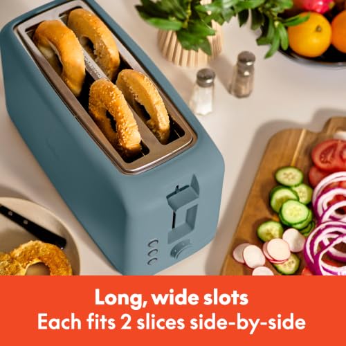 bella Fits-Anywhere™ Slim Toaster, 4 Slice Extra Long & Wide Slot, Surf