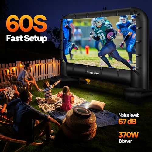 VIVOHOME 17 FT Inflatable Projector Screen for Outside, Blow Up Movie Screen Outdoor Use, Mega Large TV Screen with Carry Bag for Backyard, Tube Leg Support