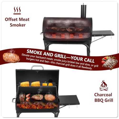 RYHOFOUD Barrel Charcoal Grill, 554 Sq. In. Large Outdoor BBQ Grill