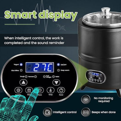8L/8qt Yogurt Maker Machine, Yogurt Maker with Time and Temperature Control, Commercial Yogurt Maker, Black garlic fermentation machine, Sweet Rice Wine Maker for Home (black, 8L)