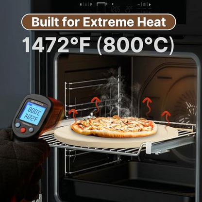 LAMPIZZERIA 14-inch Round Pizza Stone for Oven & Grill Cordierite Baking Stone for Pizza Bread Crispy Crust BBQ, Camping & Outdoor Cooking Stone with High Heat Resistance