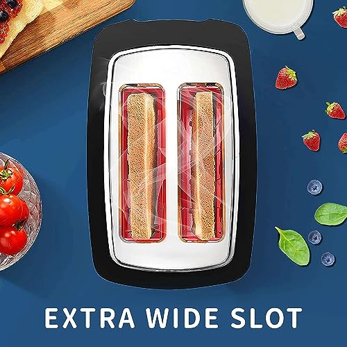 Toaster 2 Slice Wide Slot Toaster Best Rated Prime Display Smart Toasters with LCD Digital Countdown Timer and Bagel/Defrost/Cancel/Reheat Function