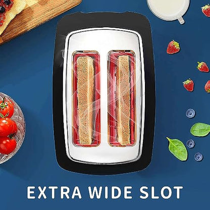 Toaster 2 Slice Wide Slot Toaster Best Rated Prime Display Smart Toasters with LCD Digital Countdown Timer and Bagel/Defrost/Cancel/Reheat Function