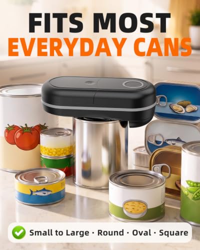 Electric Can Opener, One-Touch Automatic, Smooth Edge for Seniors