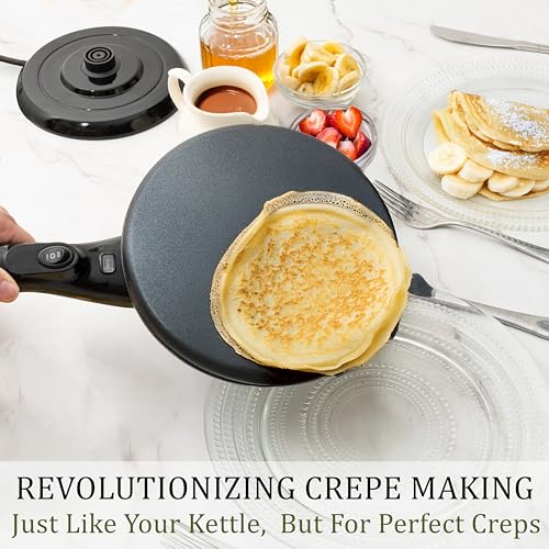 Moss & Stone Cordless Electric Crepe Maker, 8" Portable Nonstick Crepe Pan