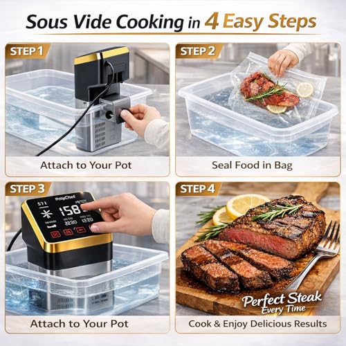 Commercial Sous Vide Cooker 1400W, Immersion Circulator with Precise Temperature Control & Timer, Large LCD Display, IPX7 Waterproof, Fast Heating Pump, Sous Vide Machine for Home & Commercial Use
