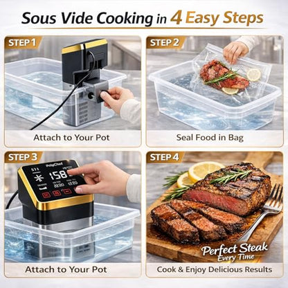 Commercial Sous Vide Cooker 1400W, Immersion Circulator with Precise Temperature Control & Timer, Large LCD Display, IPX7 Waterproof, Fast Heating Pump, Sous Vide Machine for Home & Commercial Use