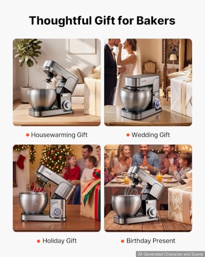 VEVOR 7.4 Qt Tilt Head Stand Mixer 500W Electric Dough Mixer