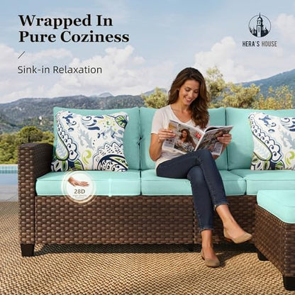 HERA'S HOUSE Swivel Glide Patio Furniture Set with Fire Pit Table Wicker