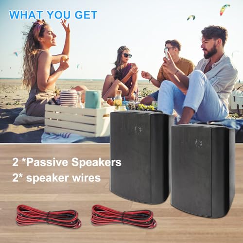 Herdio 6.5 Inch 400W Outdoor Speakers Wired Waterproof with Powerful Bass,Wall Mount Speakers for Patio Garage Covered Deck,All-Weather(Pair,Black)