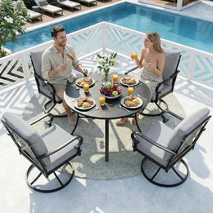 NATURAL EXPRESSIONS 5-Piece Patio Dining Set, Outdoor Swivel Rocking Chairs