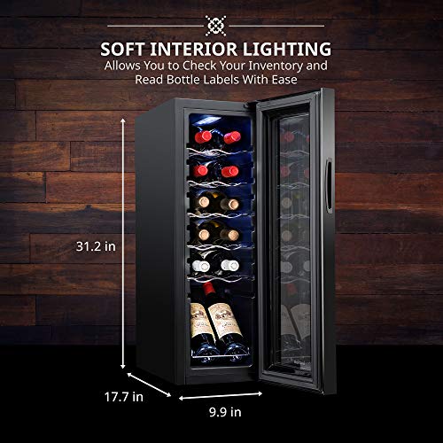 Ivation 12 Bottle Compressor Wine Cooler Refrigerator w/Lock, Large Freestanding Wine Cellar Fridge, 41f-64f Digital Temperature Control Glass Door Black