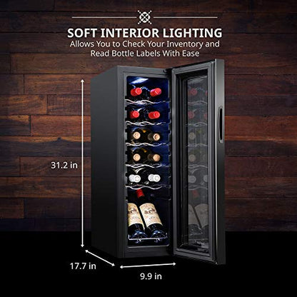 Ivation 12 Bottle Compressor Wine Cooler Refrigerator w/Lock, Large Freestanding Wine Cellar Fridge, 41f-64f Digital Temperature Control Glass Door Black