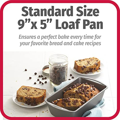 GoodCook Nonstick Loaf Pan Heavy-Duty Steel Bakeware with Easy-Clean Non-Stick Coating, Oven & Dishwasher Safe Pan, 9 x 5-Inch, Gray