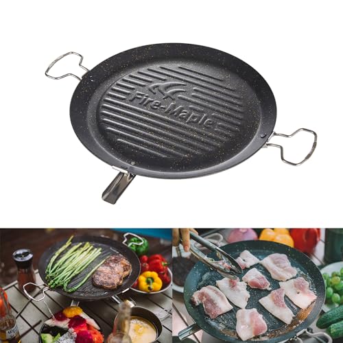 Fire-Maple Camping Griddle Plate | Nonstick Outdoor Portable Grill Pan for Stovetop | BBQ Gas Griddle Pan for Camping Stove Ridged Surfaces 31 X 31cm
