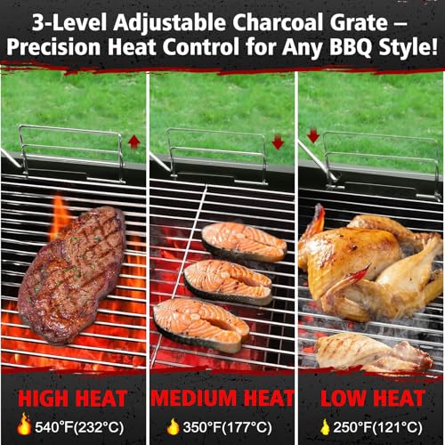 SUNLIFER Barrel Barbecue Charcoal Grill: Premium Spacious Outdoor BBQ Grill with Side Table - Ideal for Patio Cooking Backyard Grilling Camping Picnics Tailgating Parties