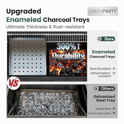 30 Inch Barrel Charcoal Grill and Offset Smoker, 1015 sq. in. Cooking Area Outdoor BBQ Grill, Perfect for Outdoor Cooking Barbecue Patio Garden Backyard Party