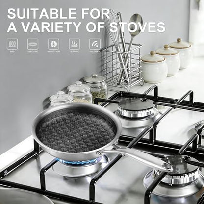 DELARLO Tri-Ply Stainless Steel 7" Omelette Pans, Non Stick Egg Frying Pan, Small Induction Skillet, Nonstick 7 inch, Single Egg Pan, Induction cookware Compatible with All Cooktops Up to 600℉