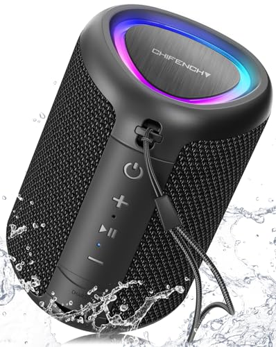 Portable Bluetooth Speaker Beach Essentials: Powerful Crystal Clear Sound/Dynamic Light/IPX5 Waterproof/All Day Playtime/Wireless BT 5.3/TWS Paring, Mom Gifts, Outdoor|Travel|Camping|Pool Accessories