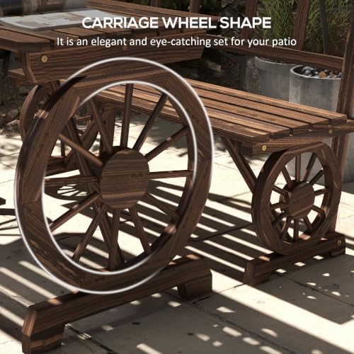 Outsunny Outdoor Table and Chairs for 4 People 3 Piece Carbonized