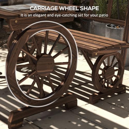 Outsunny Outdoor Table and Chairs for 4 People 3 Piece Carbonized