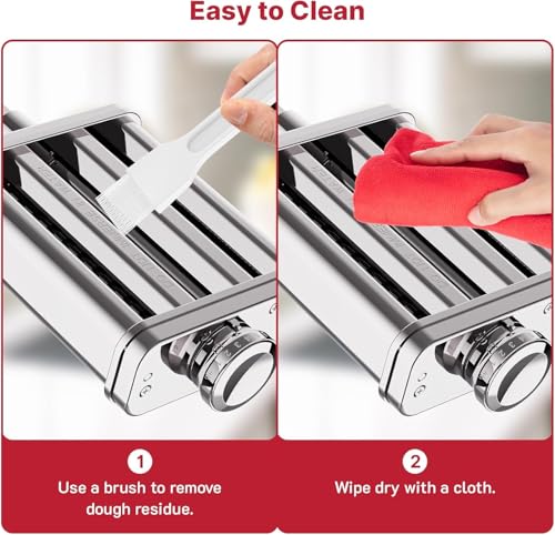 GVODE Electric Pasta Maker - 3-in-1 All Metal Pasta Sheet Roller & Cutter Set 700W Max Motor, includes Fettuccine & Spaghetti Maker with Cleaning Brush and Roller Guider, Stainless Steel Silver