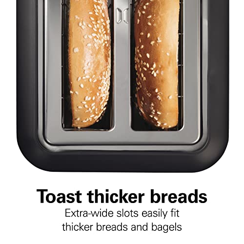 Hamilton Beach Gourmet 2 Slice Slot Toaster with Extra Long & Wide Slots, Sure-Toast Technology, Shade Selector with 7 Browning Levels, Bagel Setting, Matte Black and Stainless Steel (22996)