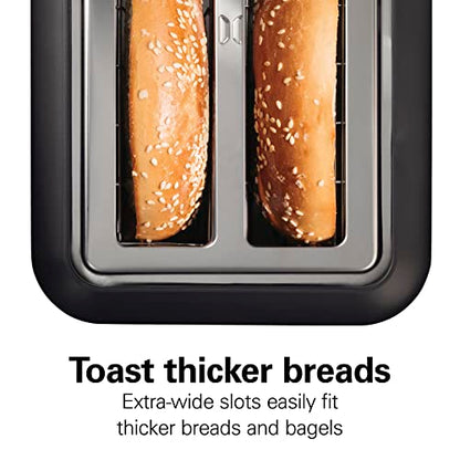 Hamilton Beach Gourmet 2 Slice Slot Toaster with Extra Long & Wide Slots, Sure-Toast Technology, Shade Selector with 7 Browning Levels, Bagel Setting, Matte Black and Stainless Steel (22996)
