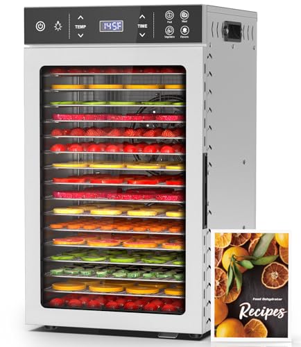 HOPERAN 16-Tray Stainless Steel Food Dehydrator, 800W with 4 Presets