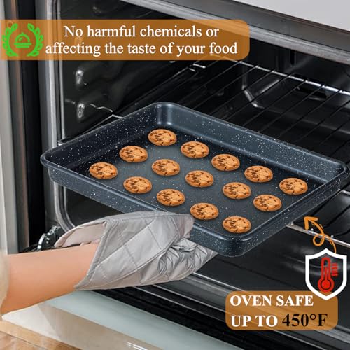 Walooza 11 Inch Nonstick Baking Sheets Set of 2, Carbon Steel Cookie Sheets for Baking, Heavy Duty & Stackable Baking Pans for Oven, Non Toxic & Easy Clean, 11x9 Inch Baking Trays