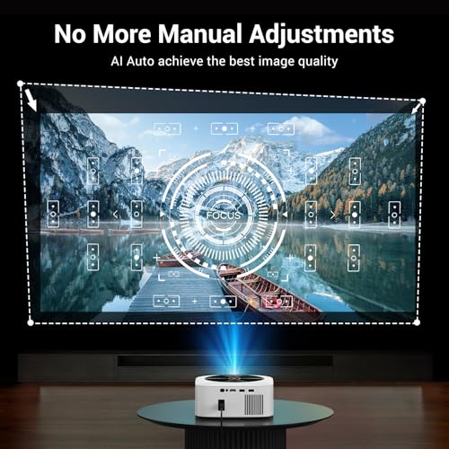 HAPPRUN 1500 ANSI Lumens Outdoor Projector with Built-in Streaming Apps, 4K Decoding Resolution, Auto Focus, Dolby Audio, Smart Projector with WiFi 6 and Bluetooth 5.2, Indoor Home Theater
