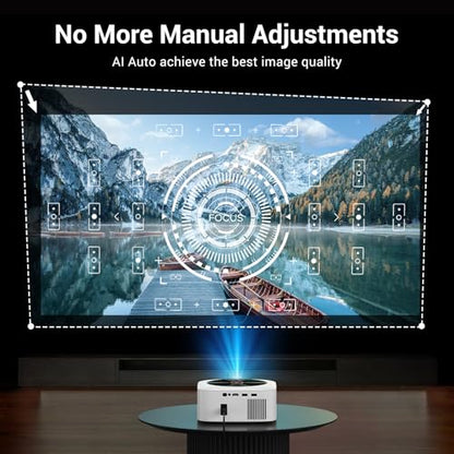 HAPPRUN 1500 ANSI Lumens Outdoor Projector with Built-in Streaming Apps, 4K Decoding Resolution, Auto Focus, Dolby Audio, Smart Projector with WiFi 6 and Bluetooth 5.2, Indoor Home Theater