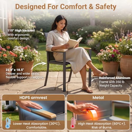 14-Pieces Aluminum Patio Table and Chairs Set with HDPS Tabletop for Patio
