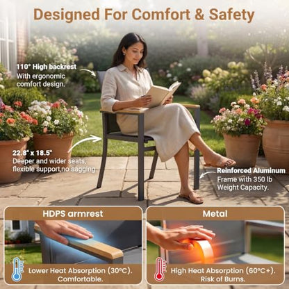 14-Pieces Aluminum Patio Table and Chairs Set with HDPS Tabletop for Patio