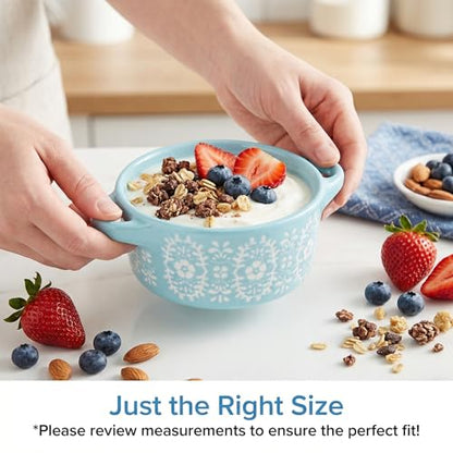 Goaste 4 Pack Porcelain Ramekins with Lids, 7 OZ Mini Casserole Dish with Handles, Round Ceramic Cocotte Bowl Set, Individual Small Baking Dish for Souffle, Creme Brulee, Lava Cake, Soup (4 Colors)