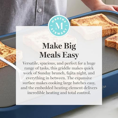 Martha Stewart 12"x 22" XL Electric Griddle, Ceramic Nonstick Flat Top