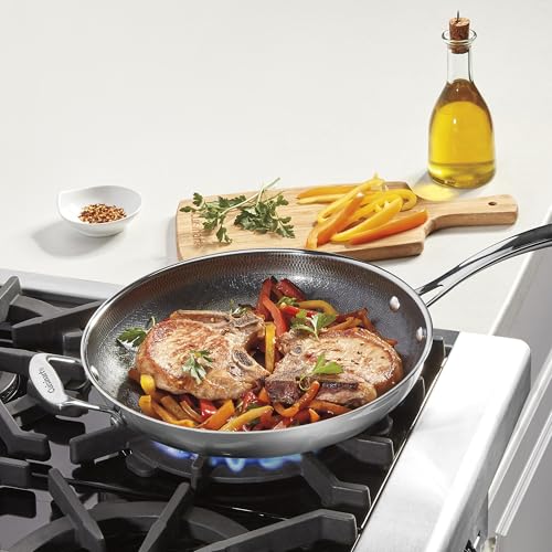 Cuisinart FusionPlus Hybrid Stainless Steel Cookware, 12-Inch Skillet with Helper Handle, PFAS-Free PURELYSEAR Ceramic Technology, Scratch Proof, Cool Grip Handles, Dishwasher Safe