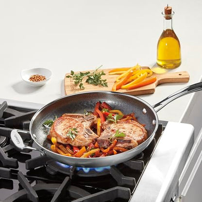 Cuisinart FusionPlus Hybrid Stainless Steel Cookware, 12-Inch Skillet with Helper Handle, PFAS-Free PURELYSEAR Ceramic Technology, Scratch Proof, Cool Grip Handles, Dishwasher Safe