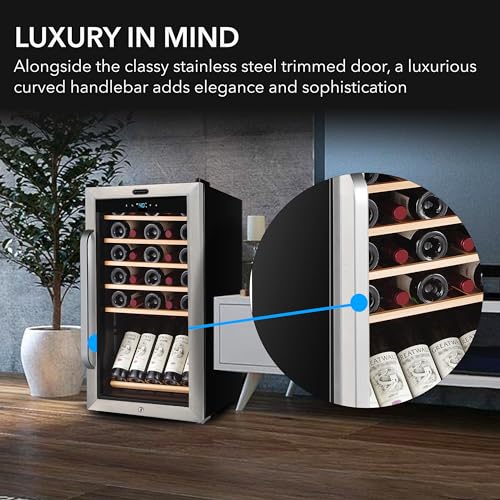 Whynter FWC-341TS 34 Bottle Freestanding Stainless Steel Wine Refrigerator with Display Shelf and Digital Control, Gray