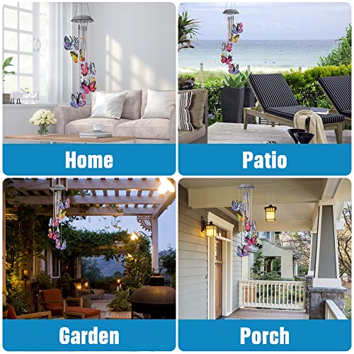 KAHACIYO Solar Butterfly Wind Chimes, Color-Changing, Outdoor, Solar-Powered, 9.5 x 5.25 x 2 inches